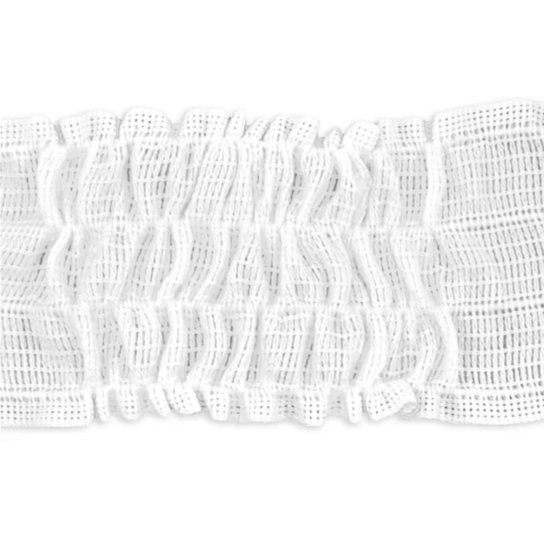 4-CORD SHIRRING TAPE, WHITE 3 3/4" WIDE #1528 (36 YARD ROLL)