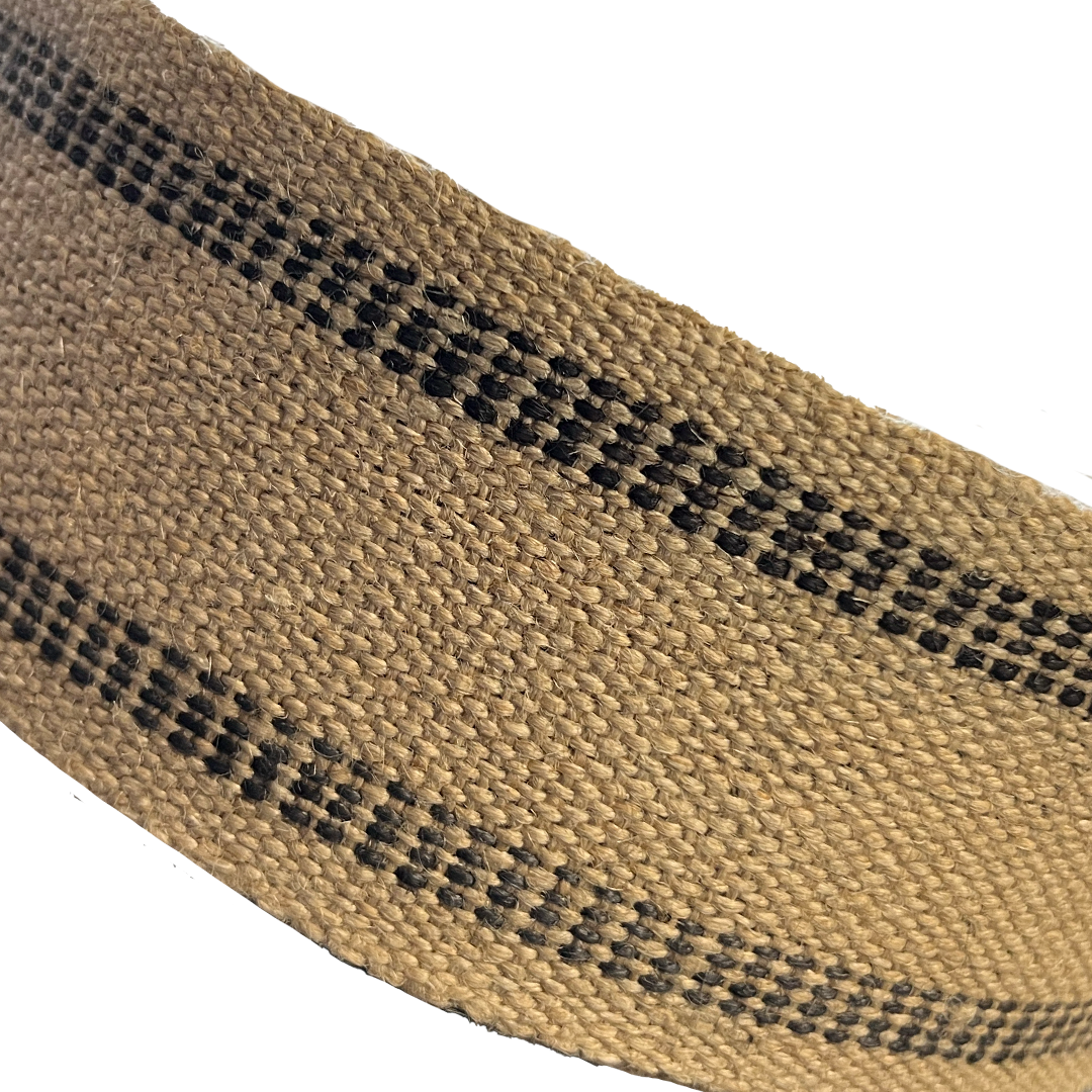 JUTE WEBBING 3-1/2" WIDE 9 LB. BLACK STRIPE